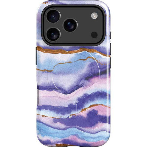 Blue Violet Watercolor Geode iPhone 17 Pro Max Magsafe Impact Case