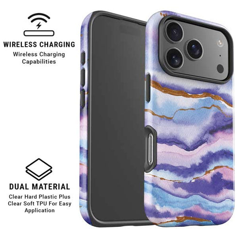 Blue Violet Watercolor Geode iPhone 17 Pro Max Magsafe Impact Case