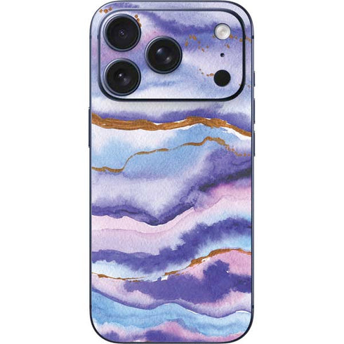 Blue Violet Watercolor Geode iPhone 17 Pro Skin