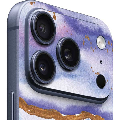 Blue Violet Watercolor Geode iPhone 17 Pro Skin