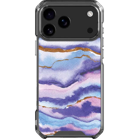 Blue Violet Watercolor Geode iPhone 18 Pro Max Clear Case