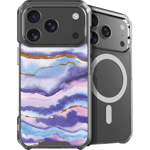 Blue Violet Watercolor Geode iPhone 18 Pro Max MagSafe Case