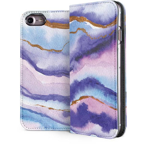 Blue Violet Watercolor Geode iPhone 7 Folio Case