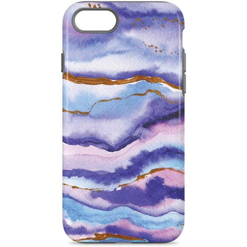 Blue Violet Watercolor Geode iPhone Cases