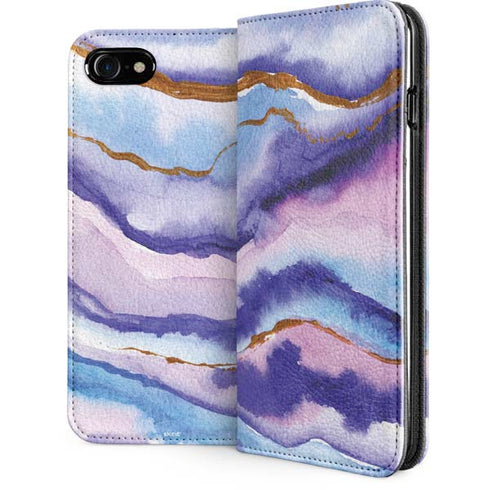 Blue Violet Watercolor Geode iPhone SE (2nd & 3rd Gen) Folio Case