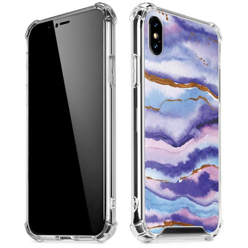 Blue Violet Watercolor Geode iPhone X/XS Clear Case