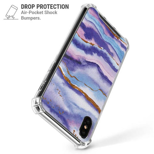 Blue Violet Watercolor Geode iPhone X/XS Clear Case