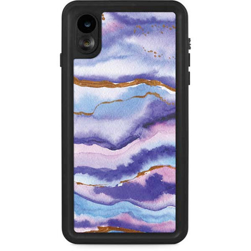 Blue Violet Watercolor Geode iPhone Cases
