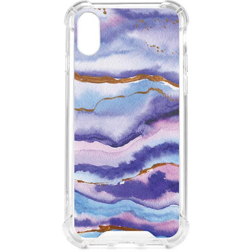Blue Violet Watercolor Geode iPhone XS Clear Case