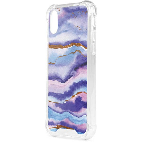 Blue Violet Watercolor Geode iPhone XS Clear Case