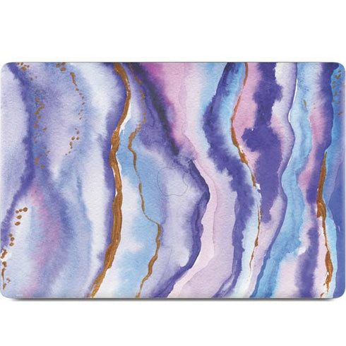 Blue Violet Watercolor Geode MacBook Skins