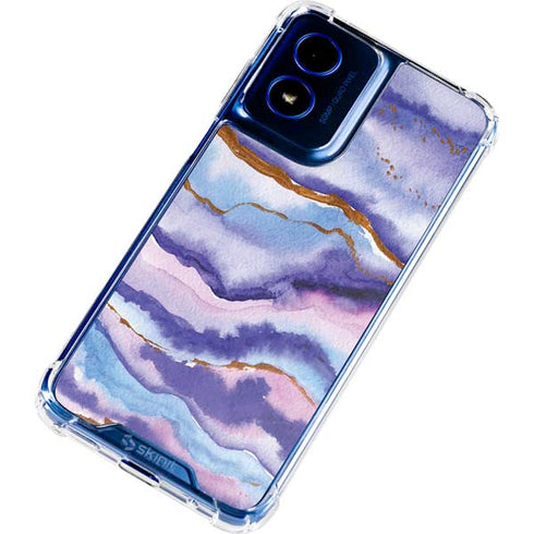 Blue Violet Watercolor Geode Moto G Play 4G (2024) Clear Case