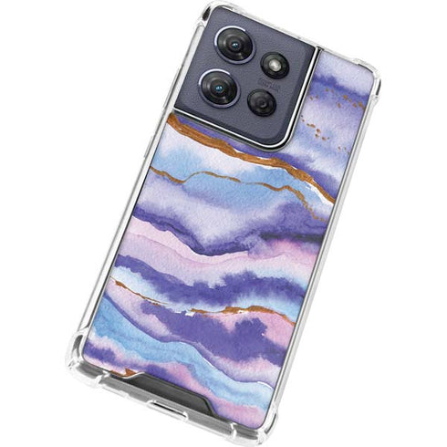 Blue Violet Watercolor Geode Moto G Play 5G (2025) Clear Case