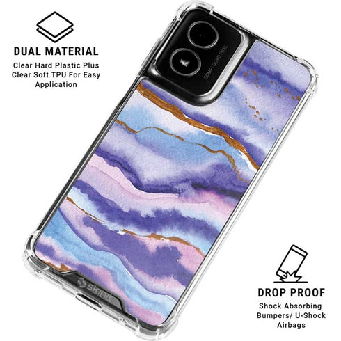 Blue Violet Watercolor Geode Moto G Power 5G (2024) Clear Case