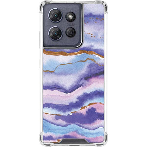 Blue Violet Watercolor Geode Moto G Power 5G (2025) Clear Case