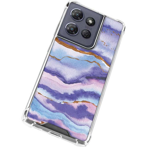Blue Violet Watercolor Geode Moto G Power 5G (2025) Clear Case