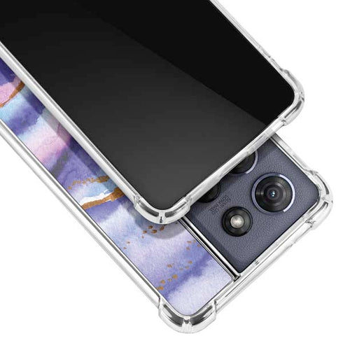 Blue Violet Watercolor Geode Moto G Power 5G (2025) Clear Case