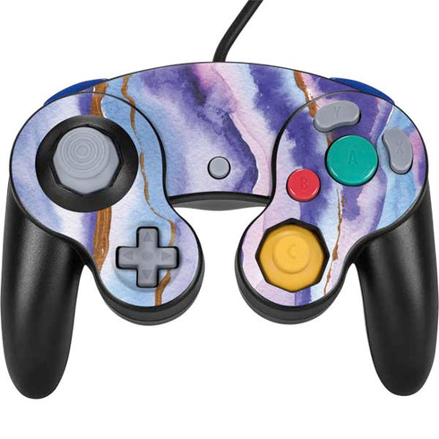 Blue Violet Watercolor Geode Nintendo Skins