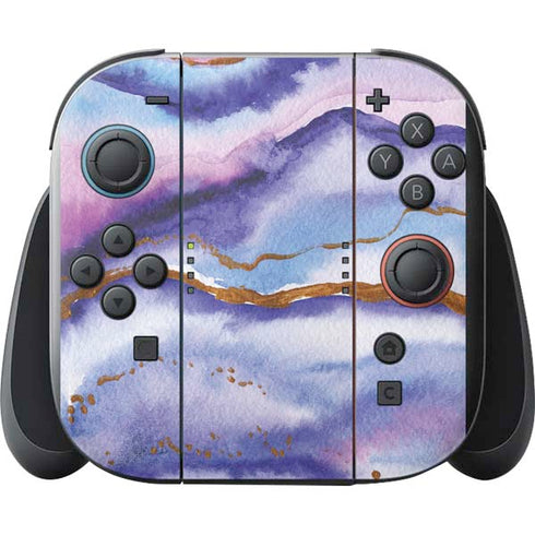 Blue Violet Watercolor Geode Nintendo Switch 2 (2025) with Joy-Con Skin