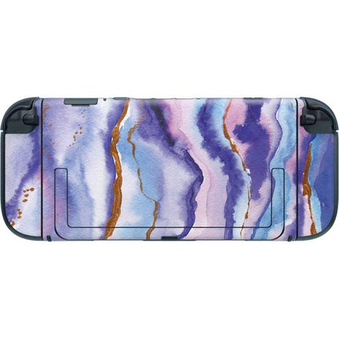 Blue Violet Watercolor Geode Nintendo Switch 2 (2025) with Joy-Con Skin