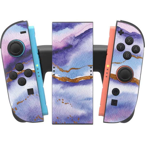 Blue Violet Watercolor Geode Nintendo Switch 2 (2025) Joy-Con Controller Skin