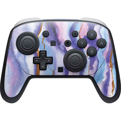 Blue Violet Watercolor Geode Nintendo Skins