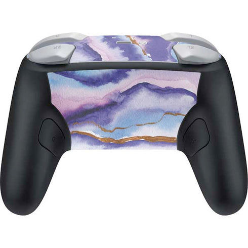 Blue Violet Watercolor Geode Nintendo Switch 2 (2025) Pro Controller Skin