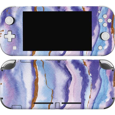 Blue Violet Watercolor Geode Nintendo Skins
