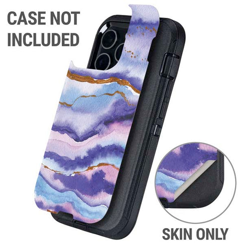Blue Violet Watercolor Geode Otterbox Defender iPhone Skin