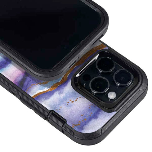 Blue Violet Watercolor Geode Otterbox Defender iPhone Skin