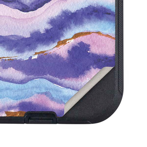 Blue Violet Watercolor Geode Otterbox Defender iPhone Skin