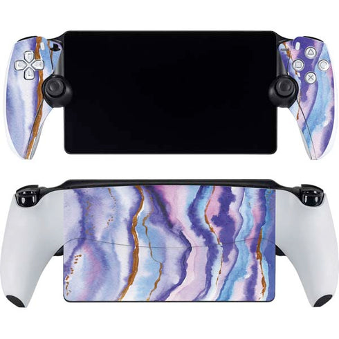 Blue Violet Watercolor Geode PlayStation Portal Remote Player Skin