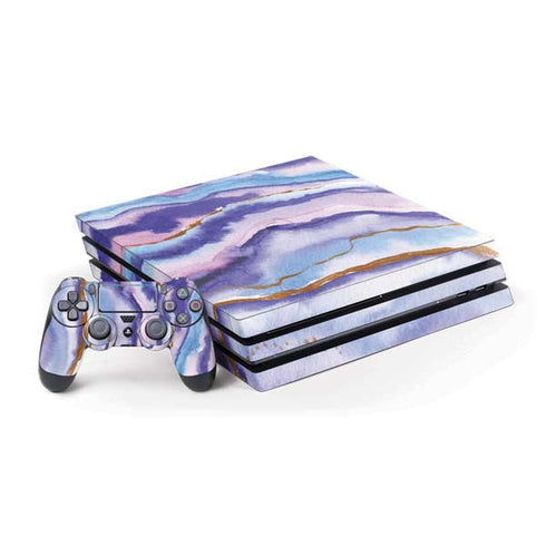 Blue Violet Watercolor Geode PlayStation PS4 Skins