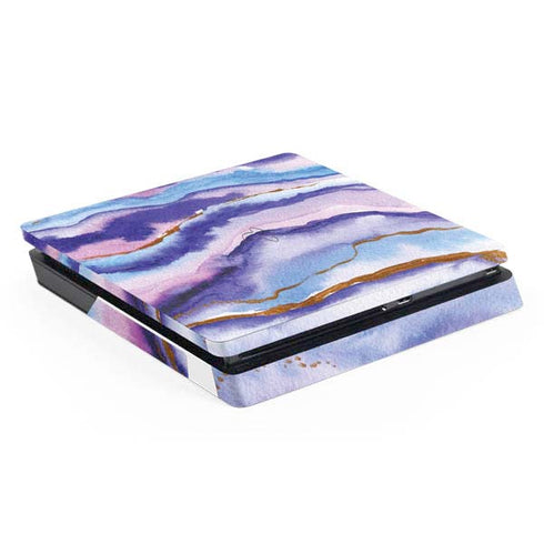 Blue Violet Watercolor Geode PlayStation PS4 Skins