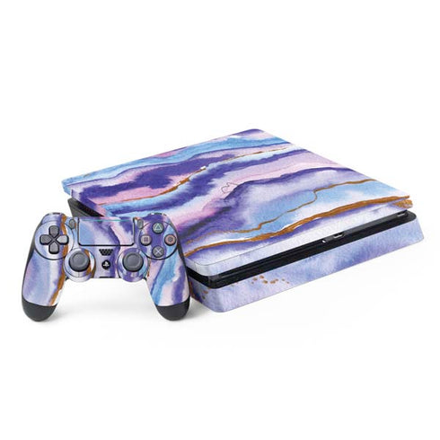 Blue Violet Watercolor Geode PlayStation PS4 Skins