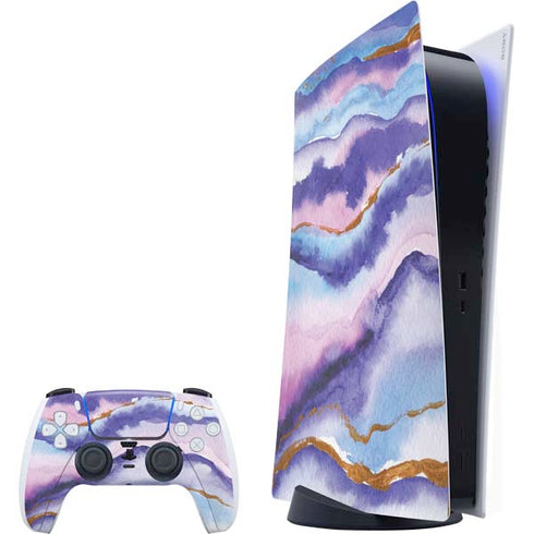 Blue Violet Watercolor Geode PlayStation PS5 Skins