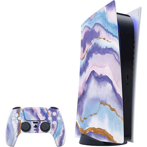 Blue Violet Watercolor Geode PlayStation PS5 Skins