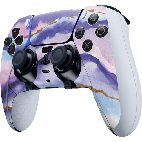 Blue Violet Watercolor Geode PS5 DualSense Edge Pro Controller Skin