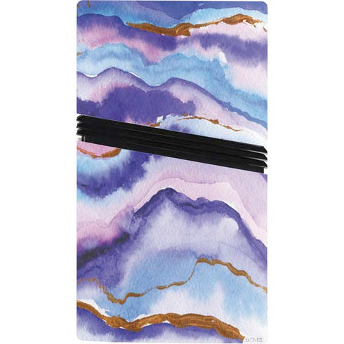 Blue Violet Watercolor Geode PS5 Pro Bundle Skin