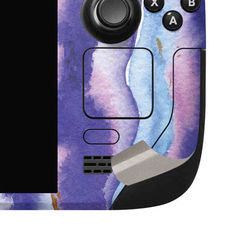 Blue Violet Watercolor Geode Steam Deck Handheld Gaming Computer OLED Skin