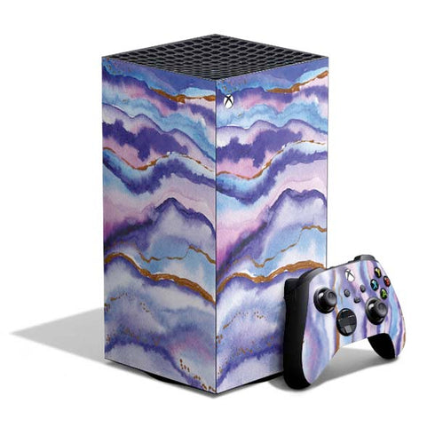 Blue Violet Watercolor Geode XBox Series X Digital Edition Bundle Skin