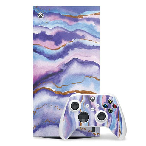 Blue Violet Watercolor Geode Xbox Series X Skins