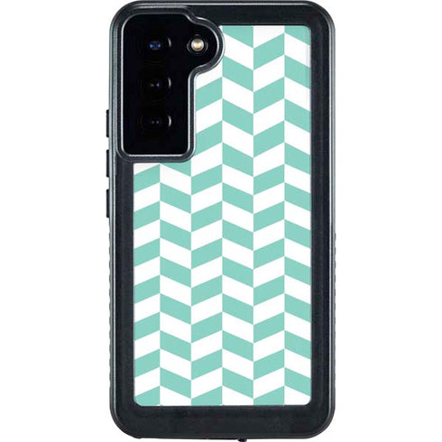 Blue White Chevron Galaxy S24 Plus Waterproof Case