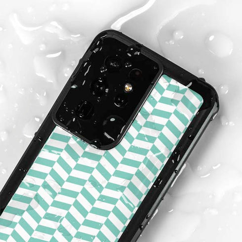 Blue White Chevron Galaxy S24 Ultra Waterproof Case