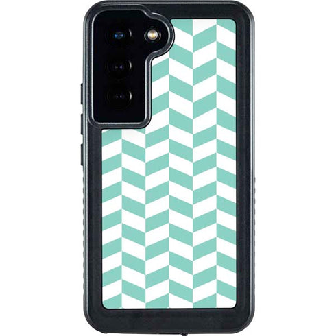 Blue White Chevron Galaxy S24 Waterproof Case