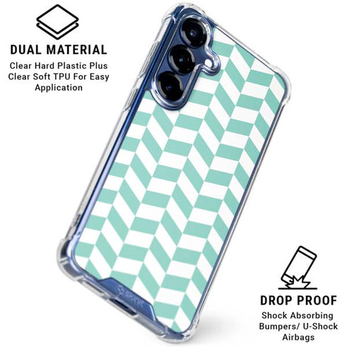 Blue White Chevron Galaxy S25 Plus Clear Case