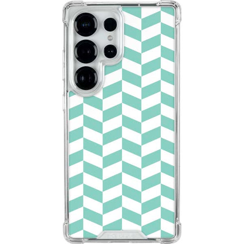 Blue White Chevron Galaxy S25 Ultra Clear Case