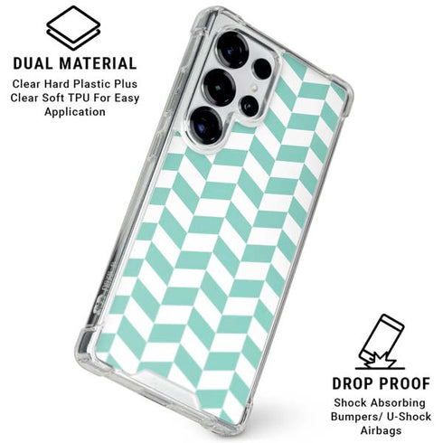 Blue White Chevron Galaxy S25 Ultra Clear Case