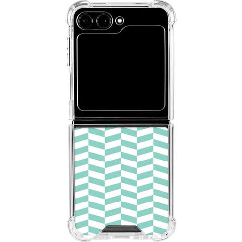 Blue White Chevron Galaxy Z Flip6 Clear Case