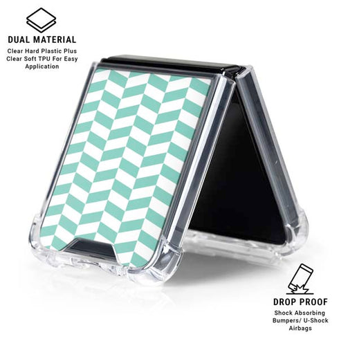 Blue White Chevron Galaxy Z Flip6 Clear Case